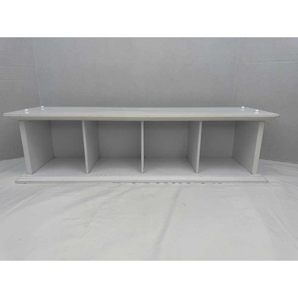 White Wooden 4 Cube Cubby Organizer Wall Mount Storage Rack
